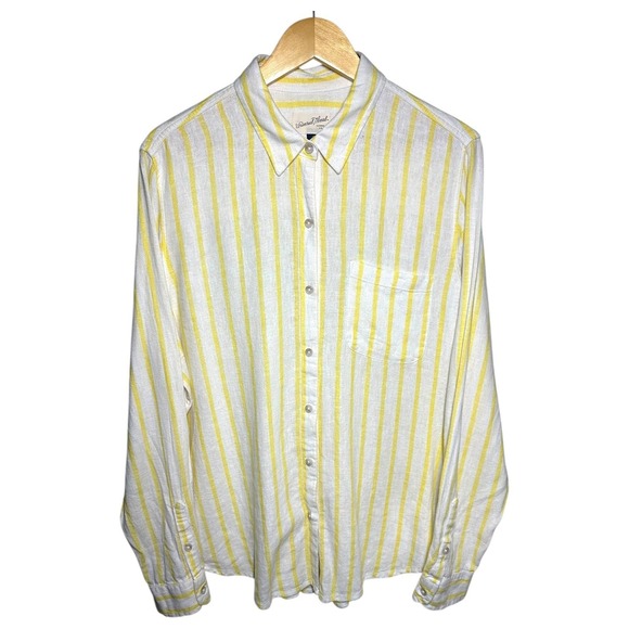 Universal Thread Womens Stripe Button Down Shirt Long Sleeve Pocket Medium - Picture 2 of 7